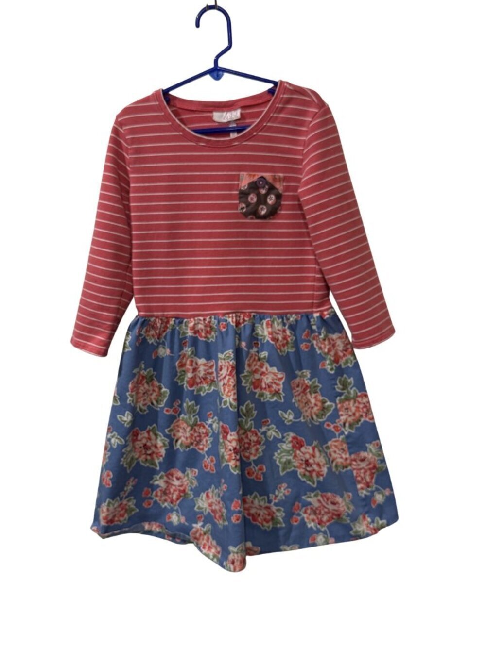 Matilda Jane Girls Striped & Floral Long Sleeve Pocket Dress Size 10